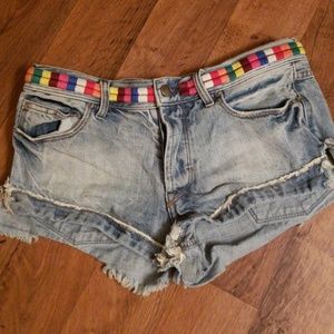 Free People Elliot Embroidered Cut Off Shorts